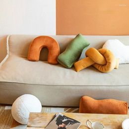 Pillow Nordic Velvet Wave Knot For Sofa Bed Waist Cute U-shaped Irregular Art Geometric Living Room Decor