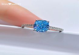 Cluster Rings Shipei 100 925 Sterling Silver Aquamarine Gemstone Wedding Engagement Anniversary Fine Jewelry Elegant Vintage Ring1110114