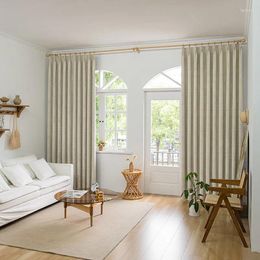 Curtain (1) Customised Light Luxury Plain Colour Simple Yarn-dyed Jacquard Milk Tea Chenille Blackout Curtains