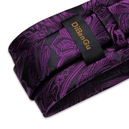 Neck Tie Set Luxury Purple Silk Ties For Men Fashion Wedding Neck Tie Gifts For Men Accessories Cufflinks Handkerchief Tie Ring Tie Set