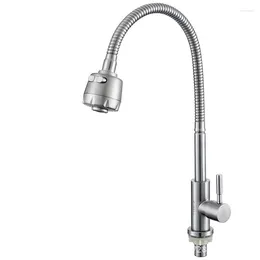 Kitchen Faucets 1PC 304 Stainless Steel Universal Tube Faucet Brushed Single Cold Tap Thread G1/2'