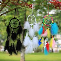 Decorative Figurines 1pc Dream Catcher Wall Decor Colored Feathers Handmade For Girls Boy Kids Bedroom Hanging Living Room Wedding