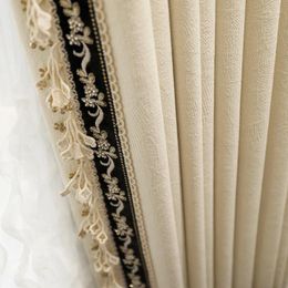 Curtain French Romantic Cream Style Jacquard Velvet Curtains High-end Chenille Blackout For Living Dining Room Bedroom Custom