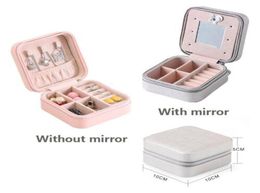 Portable Jewellery case packing PU Leather Jewellery Box Makeup Organiser Cosmetic boxMirror travel earring Ring casket1921772