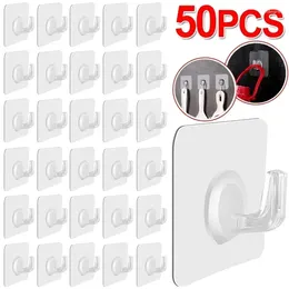 Hooks 5-30pcs Transparent Self Adhesive Door Wall Mounted Hanger Hook Suction Heavy Load Rack Kitchen Bathroom Organiser Holder