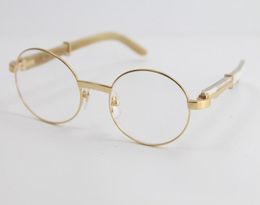 Eyewear Vintage frames Eyeglasses White Genuine Natural Horn Optical Classic pilots Metal Men 18K Gold Metal Glasses C Decorat6475175