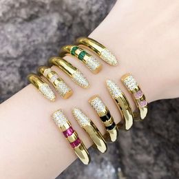 Open Simple Adorable Vintage Cubic Zirconia Gold Plated Fashion Jewellery Bracelets & Bangles For Women Sets Copper Cuff