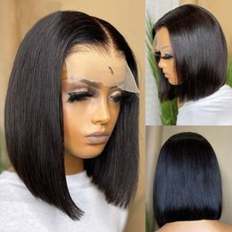 Wholesale Short Bob Human Hair Wigs Brazilian 13X4 Glueless Straight Lace Front Wigs for Women Transparent Lace PrePlucked Bob Wig on Sale