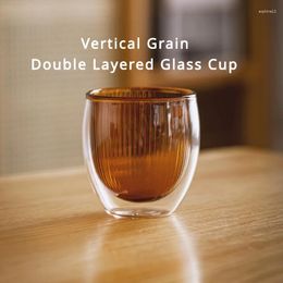 Wine Glasses Striped High Borosilicate Heat-resistant Glass Cup Coloured Double-layer Beverage Milk Juice Coffee Cupmug