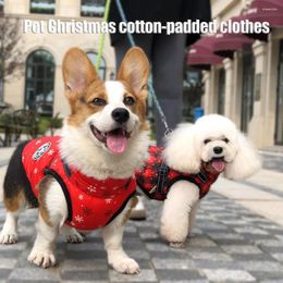 Dog Apparel Coat Red Christmas Clothes Warm Pet Waterproof And Reflective Cotton-padded With Chest Back