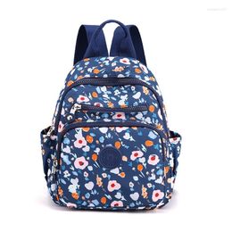 School Bags Mini Backpack Women Shoulder Bag Preppy Style Waterproof Nylon Flower Printing Female Small Rucksack Purses For Girls