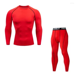 Men's Thermal Underwear Men Clothing Long Johns Sets Compression Sweat Fitness Training Full Suit Tracksuit Kit Rash Gard MMA