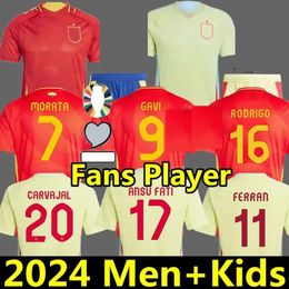 2024 National Team EURO SPAINS Socce Jeseys PEDRI GAVI LAMINE YAMAL MORATA Caval OLMO ASENSIO FERRAN RODRIGO Cucuella Jesey SPANISH Women Men Kid Kit Football Shirt