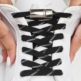 Shoe Parts 1 Pair Elastic Laces For Sneakers Magnetic Shoelaces Without Ties 8MM Widened Flat Safety Fast Lazy Shoes Lace Unisex