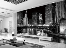 Black and white city night murals mural 3d wallpaper 3d wall papers for tv backdrop5126266