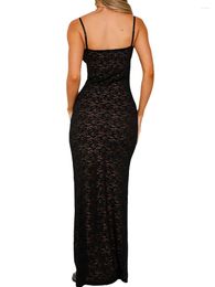 Casual Dresses Women Sexy Sheer Mesh Maxi High Slit Sleeveless Long Dress Summer Party Club Beach Midi