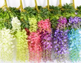 110 cm Artificial Flowers Silk Wisteria Fake Garden Hanging Flower Plant Vine Home Wedding Party Event Decor9021715