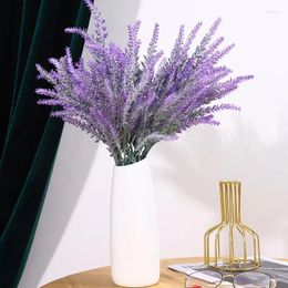 Decorative Flowers Simulation Lavender Wheat Spike 5 Fork Flocking Pastoral Flower Wedding Plastic Artificial 1 Stick