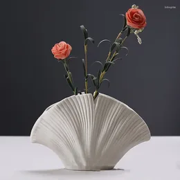 Vases Ceramic Leaf Modelling Vase Flower Pot Minimalism Style For Modern Table Shelf Home Decor Bedroom Kitchen Living Room Interior