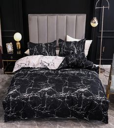 Black and White Colour Bed Linens Marble Reactive Printed Duvet Cover Set for Home housse de couette Bedding Set Queen Bedclothes 27007455