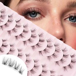 False Eyelashes YSDO fluffy false eyelashes 3/10 pairs natural cat Wispy artificial 3D mink skin makeup tool thick and soft curly Q240510