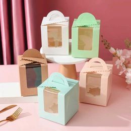 Gift Wrap 50 pieces of 93 * 110mm kraft paper cake box with PVC window biscuit cup packaging gift boxQ240511