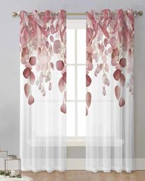 Curtain Watercolor Plant Eucalyptus Leaves Sheer Curtains For Living Room Window Transparent Voile Tulle Cortinas Drapes Home Decor