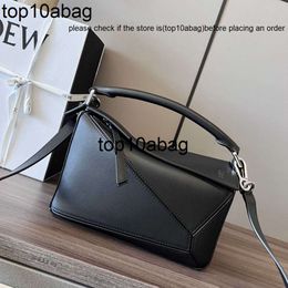 loewebag Bag Women's Bag Puzzle Geometric Cowhide Small and Medium Size Splice Deformed One Crossbody Handbag High Quality