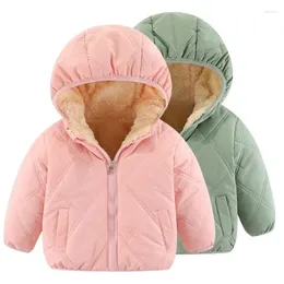 Jackets Toddlers Girls Winter Thick Lamb Wool Jacket 2024 Baby Boys Waterproof Thickened Hooded Casual Cotton Coat