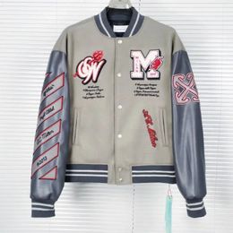 American Vintage hiphop letter M embroidered heavy baseball uniform Y2K Streetwear rock loose coat for men and women 240428