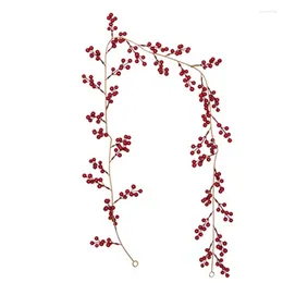 Decorative Flowers Christmas Red Berry Garland Artificial For Indoor Outdoor Hone Decoration