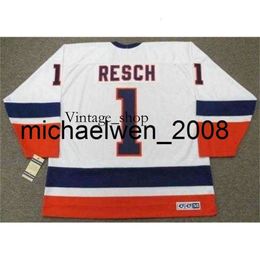 Vin Weng Men Women Youth GLENN RESCH New York 1978 CCM Vintage Home Hockey Jersey All Stitched Top-quality Any Name Any Number Goalie Cut