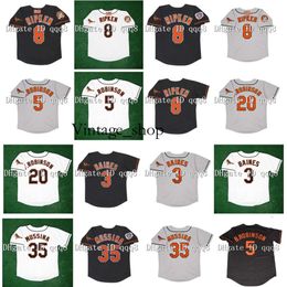 Vin Vintage 1997 Baseball Jersey 8 Cal Ripken Jr. 5 Brooks Robinson 35 Mike Mussina 25 Rafael Palmeiro 20 Frank Robinson 3 Harold Baines Custom