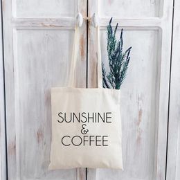 Shopping Bags Sunshine Coffee Canvas Bag Vintage Vacation Women Reusable Large Eco Friendly Products