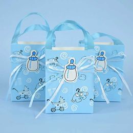 Gift Wrap 6 baby shower gift bags paper candy packaging biscuit childrens gender display birthday party decorationsQ240511