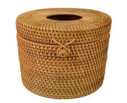 Round Rattan Tissue Box Vine Roll Holder Toilet Paper Cover Dispenser For BarthroomHomeel And Office7568243