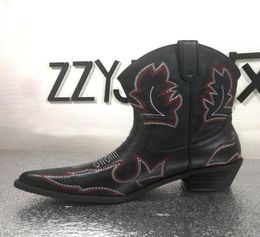 2019 sheepskin leather Motorcycle boots Ankle booties 55CM high heels SHOES pillage Toes colourful embroider size 34569689