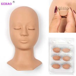 Mannequin Heads Eyelash Extension Training Kit Practice Model Head Tool Soft Body Replacement Eye Mask Q240510