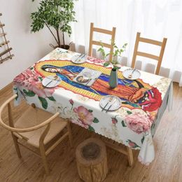 Table Cloth Rectangular Fitted Virgin Of Guadalupe Waterproof Tablecloth Outdoor 40"-44" Cover