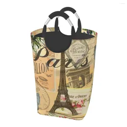 Laundry Bags French Paris Vintage Collage France Europe Travel A Dirty Clothes Pack