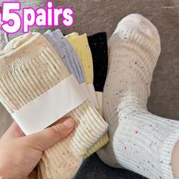 Women Socks 1/5pairs Winter Thicken Knitted Wool Women's Solid Color Thermal Long Sock Lady Girls Casual Tube Cotton Warm Sox
