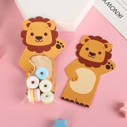 Gift Wrap 10Pcs Cartoon Animal Candy Bags Lion Treat Cookie Jungle Birthday Party Baby Shower Easter Decoration