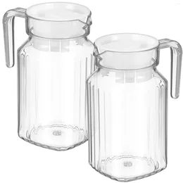 Decorative Flowers 2 Pcs Clear Plastic Containers Pot Pitcher Home Kettle Water Spout Fruit Juice Lid