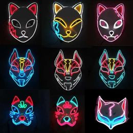 Kimetsu Glowing EL Demon Slayer Wire No Yaiba Characters Cosplay Costume Accessories Japanese Anime Fox Halloween LED Mask Sep01