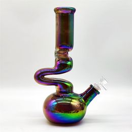 13 Inch 9MM Thickness Large Scale Heady Glass Bong Tinted Hookah Glass Bong Dabber Rig Recycler Irregular Bentover Water Bongs Smoke Pipe 14mm US Warehouse
