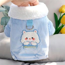 Dog Apparel Pet Traction Cotton Coat Puppy Winter Clothing Teddy Animal Pattern Two Legged Thicker Than Bear Button Up Shirt