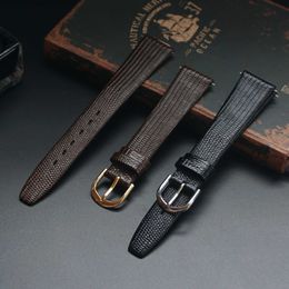 Watch Bands AMHUGE 12mm 14mm 16mm 18mm 20mm Lizard Shoulder Strap Embossed Calf Genuine Leather Thin Soft Strap Suitable for Women and Men Q240510