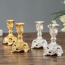 Candle Holders 2Pcs Gold Metal Wedding Candlestick Flower Vase Table Centerpiece Rack Road Lead Decoration