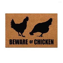 Carpets Beware Of Chicken Funny Doormat Outdoor Indoor Porch Patio Party Holiday Home Decor Floor Door Mat Rug Rubber Thanksgiving