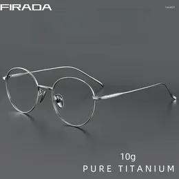 Sunglasses Frames FIRADA Vintage Comfortable Eyeglasses Fashion Round Pure Titanium Eyewear Luxury Prescription Glasses Frame For Men Women